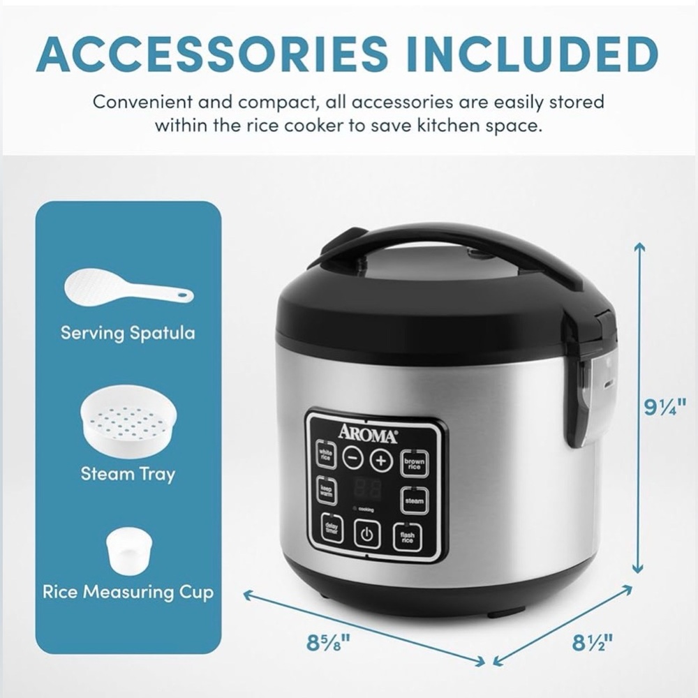 New Digital Rice Cooker, 4-Cup (Uncooked) / 8-Cup (Cooked), - Picture 3 of 9